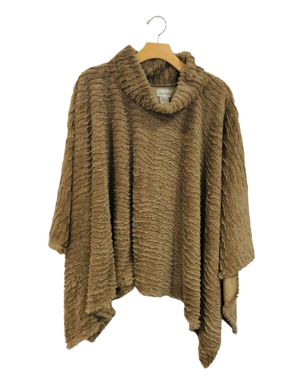 Le Moda Brown Faux Fur Poncho One Size